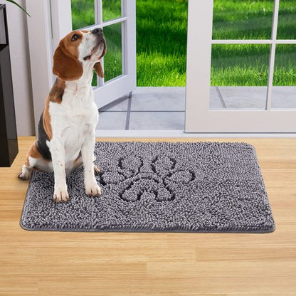 Lifewit Chenille Doormat Traps Mud and Water, Non Slip Entryway Rug for Muddy Shoes and Dog Paws, Machine Washable Indoor Front Door Mat for Pet Entry, Back Door, Mud Room, Gray, 24" × 36"