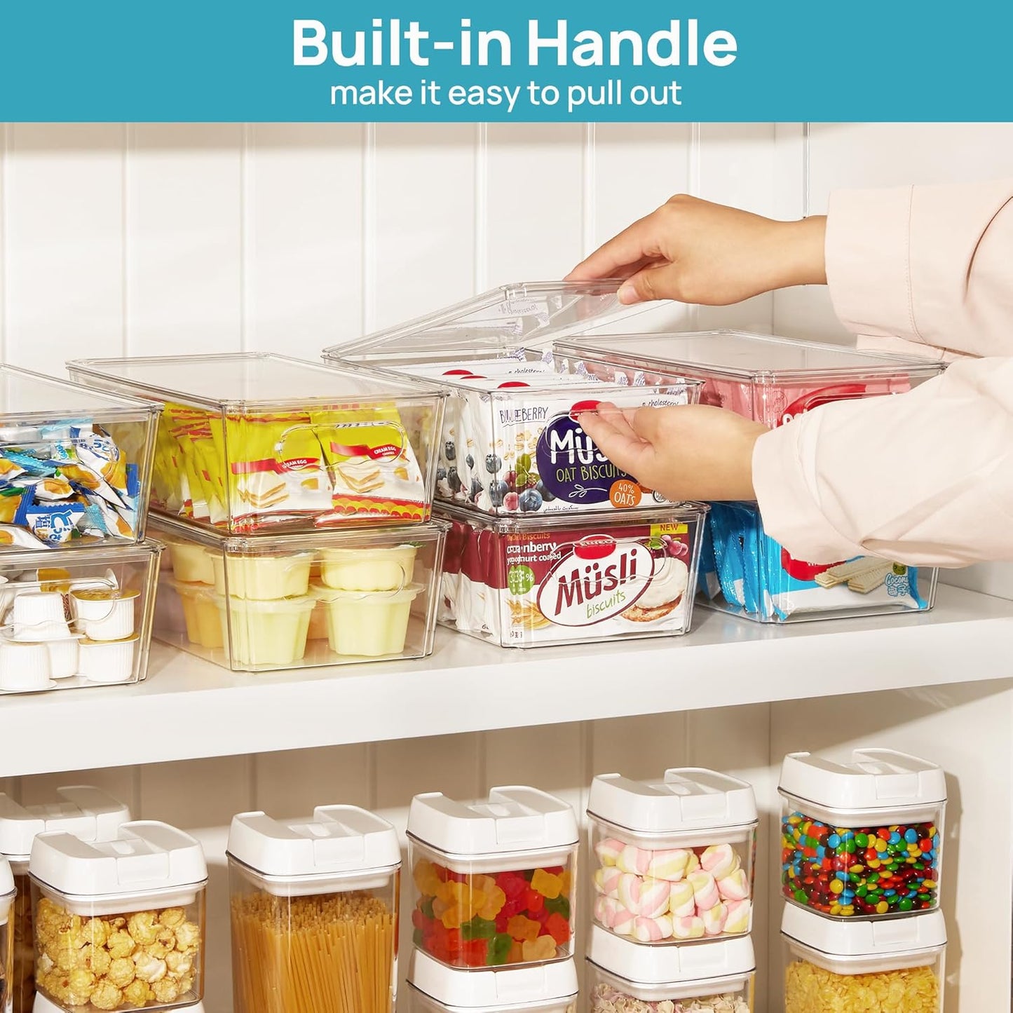 Vtopmart Clear Storage Bins - 8-Piece Stackable Organizers with Lids for Kitchen & Pantry