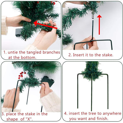 2 Pack Pre-Lit 2ft Pathway Christmas Trees with Stake - Battery Operated, 60 LED