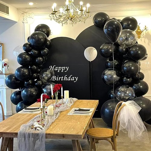 Black Balloons | 12-Inch Latex Balloons for Halloween & Birthday Party Decorations - 100 Pack