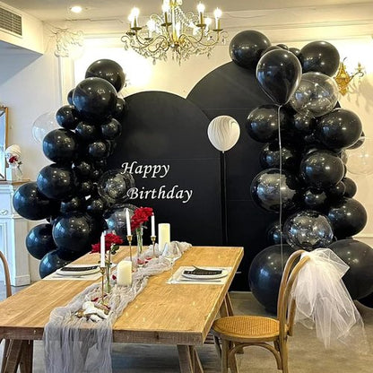 Black Balloons | 12-Inch Latex Balloons for Halloween & Birthday Party Decorations - 100 Pack