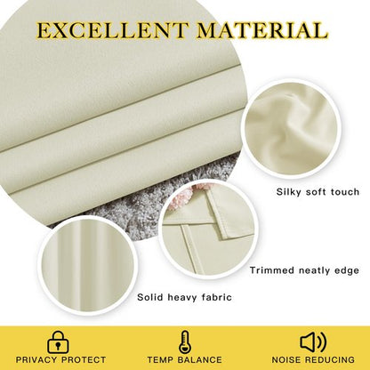 NICETOWN Room Darkening Curtains Extra Long 110 Inches, Grommet Thermal Insulated Weighted Window Treatments for Living Room/Farmhouse, W66 x L110, Beige, 2 Panels