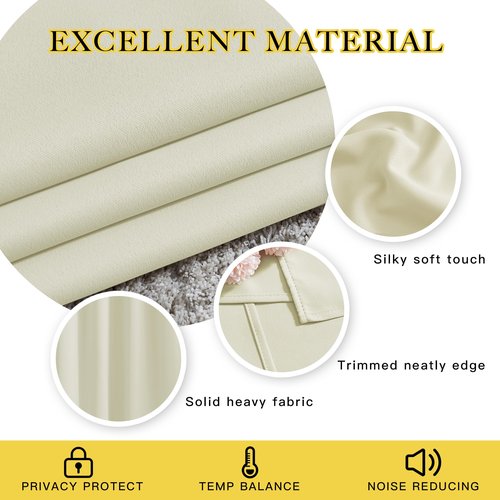 NICETOWN Beige Room Darkening Bedroom Curtains 96 inches Long, Grommet Thermal Insulated Room Darkening Window Treatments Sound Reducing for Living Room, W46 x L96, 2 Panels