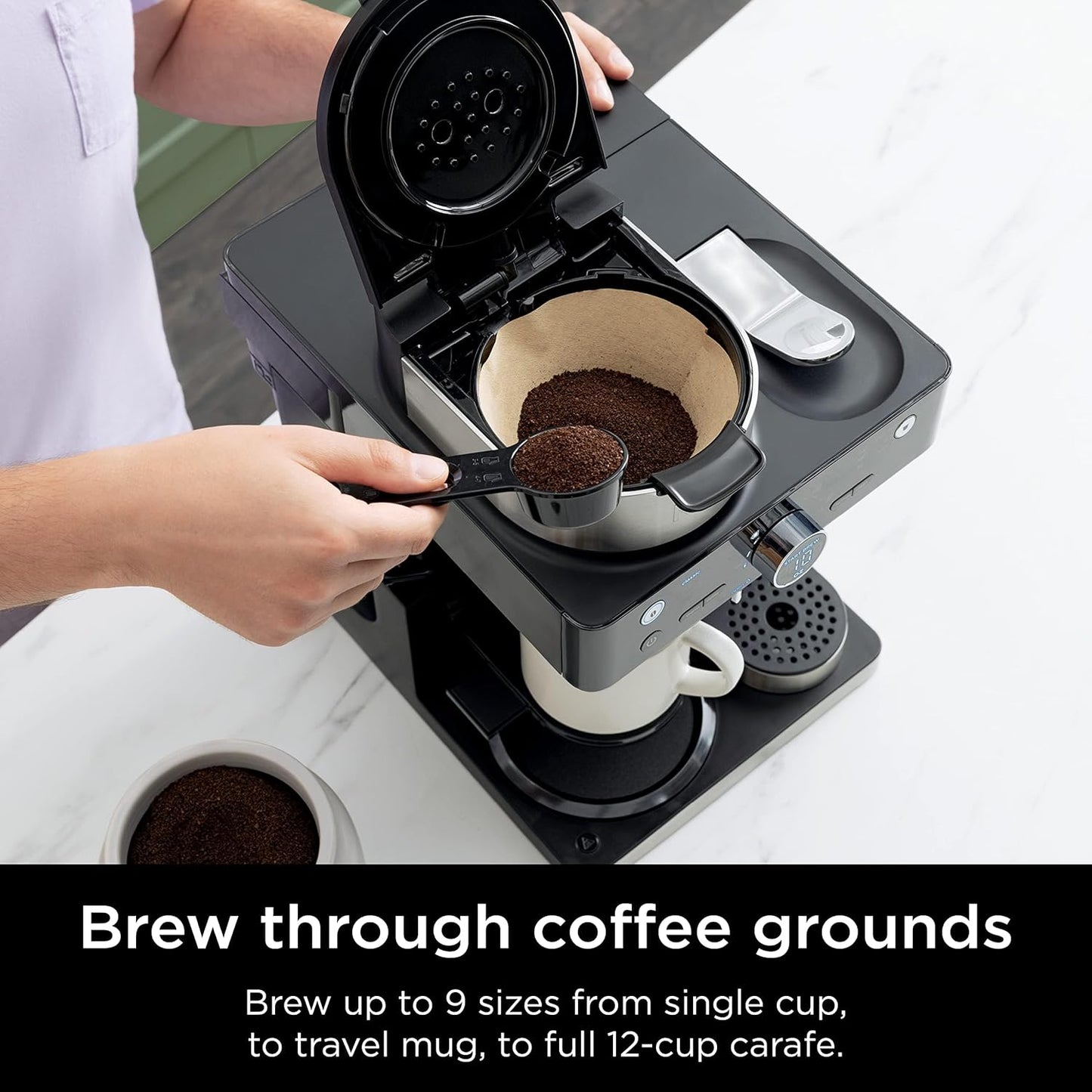 Ninja Espresso Maker - 3 Brew Styles & Built-in Frother | Single-Serve Coffee & Nespresso Compatible, Black