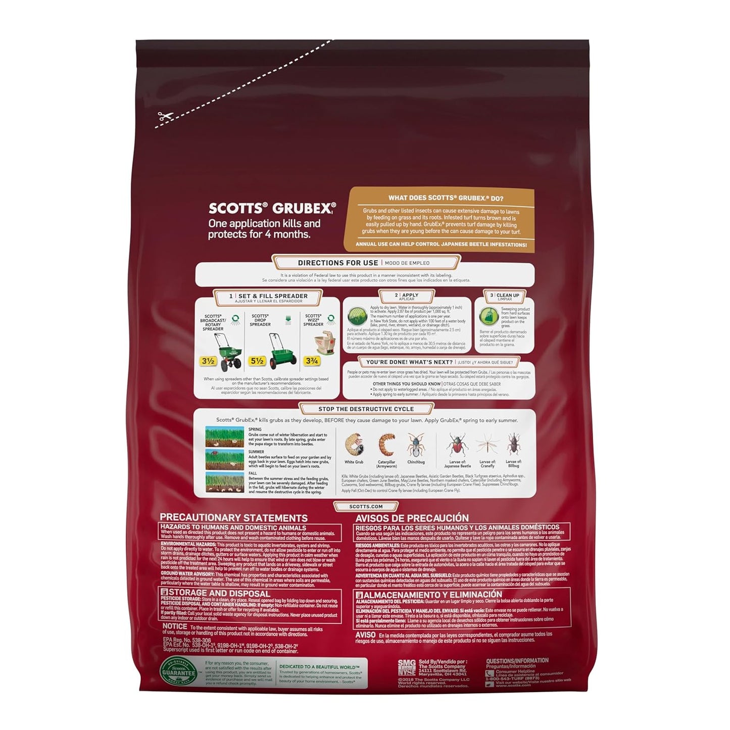 Scotts GrubEx1 Grub Killer - Season-Long Lawn Protection for 5,000 sq. ft., 14.35 lbs.