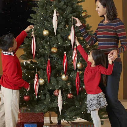 Candy Cane Christmas Ornaments 6" Teardrop 30 Pcs Red & White – Plastic Finial Drops