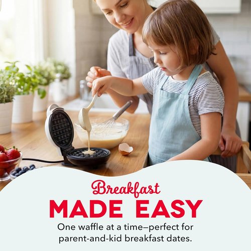 Dash Mini Waffle Maker | Compact Electric Iron for Creative Treats - Easy-to-Clean Nonstick Surface - White