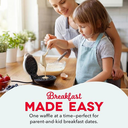 Dash Mini Waffle Maker | Compact Electric Iron for Creative Treats - Easy-to-Clean Nonstick Surface - White
