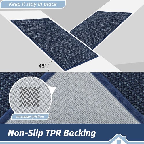 BEQHAUSE Dirt Trapper Door Mat - Non-Slip, Washable, Absorbent | 24" x 36" Blue Entrance Mat