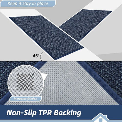 BEQHAUSE Dirt Trapper Door Mat - Non-Slip, Washable, Absorbent | 24" x 36" Blue Entrance Mat