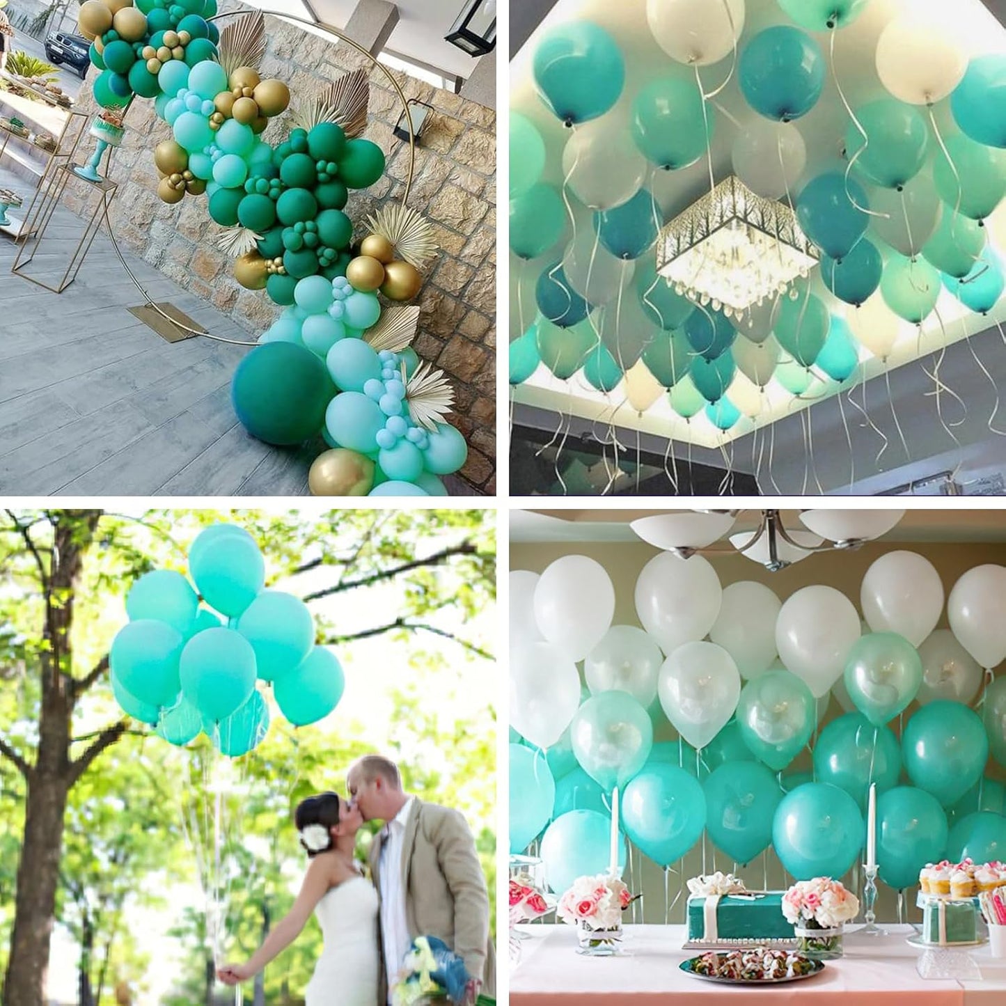 PartyWoo Pearl Teal Balloons - 50 Pcs 12 Inch Aqua Blue & Dark Teal for Graduation & Parties