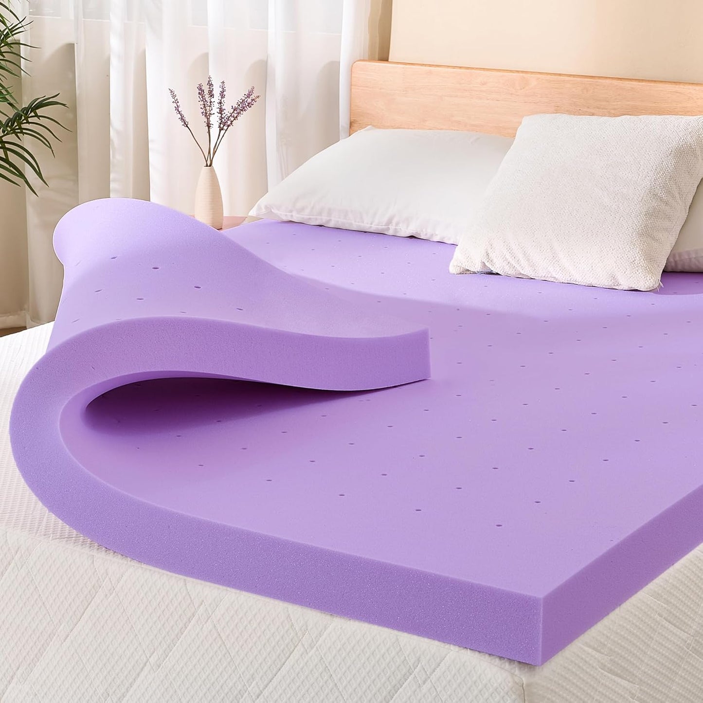 Regine Switzerland Twin Lavender Scented Memory Foam Mattress Topper - Pressure Relief & Cooling, 38"x75"