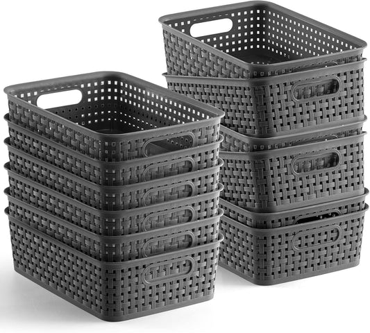Skiennix Plastic Storage Baskets - 12 Pack Small Organizers for Pantry, Laundry, and Bathroom Use