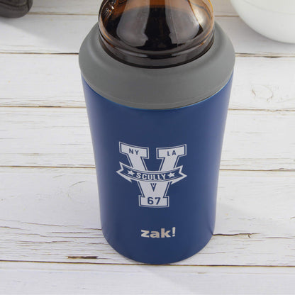 Zak Designs Bottle, 12 oz 18/8 SS Vacuum Insulated Stainless Steel, 4-in-1 Use and for Cold Drinks, Non BPA, Vin Scully Can cooler