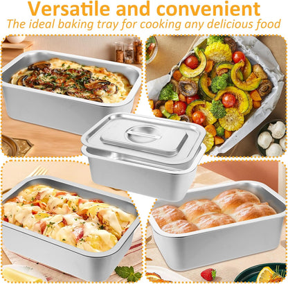 Regine Switzerland 4-Inch Extra Deep Lasagna Baking Pan - 304 Stainless Steel, 10.6x14.2 Inch, Includes Lid