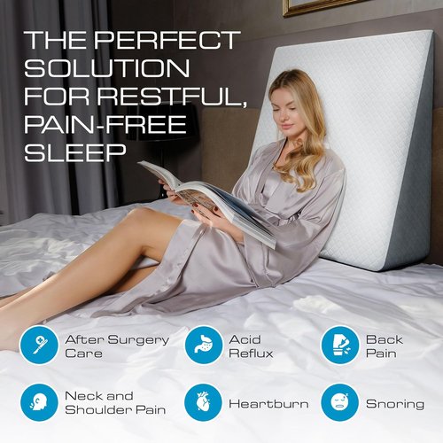 Kolbs Extra Wide Bed Wedge Pillow - Sleep Apnea & Acid Reflux Relief with Chic Jacquard Cover | 7.5" Height