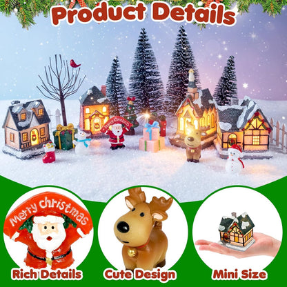 Warmtree Christmas Village Houses Set - 22 Pcs Resin Figurines for Holiday Home Decor | Santa & Snow Scene