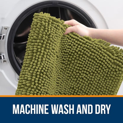 OLANLY Bathroom Rugs - Extra Soft Chenille Bath Mats with Rubber Backing | 30x20, Quick Dry, Willow Green