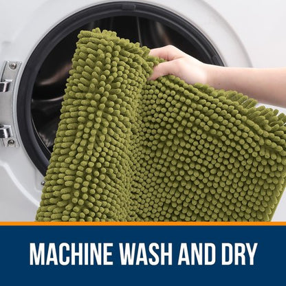 OLANLY Bathroom Rugs 30x20, Extra Soft Absorbent Chenille Bath Rugs, Rubber Backing Quick Dry, Machine Washable Bath Mats for Bathroom Floor, Tub and Shower, Home Decor Accessories, Willow Green