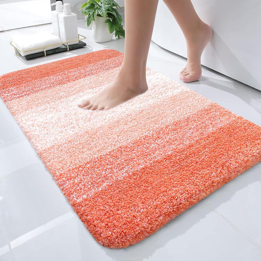 OLANLY Extra Soft Microfiber Bathroom Rug Mat - Quick Dry, Machine Washable, 24x16, Coral Color