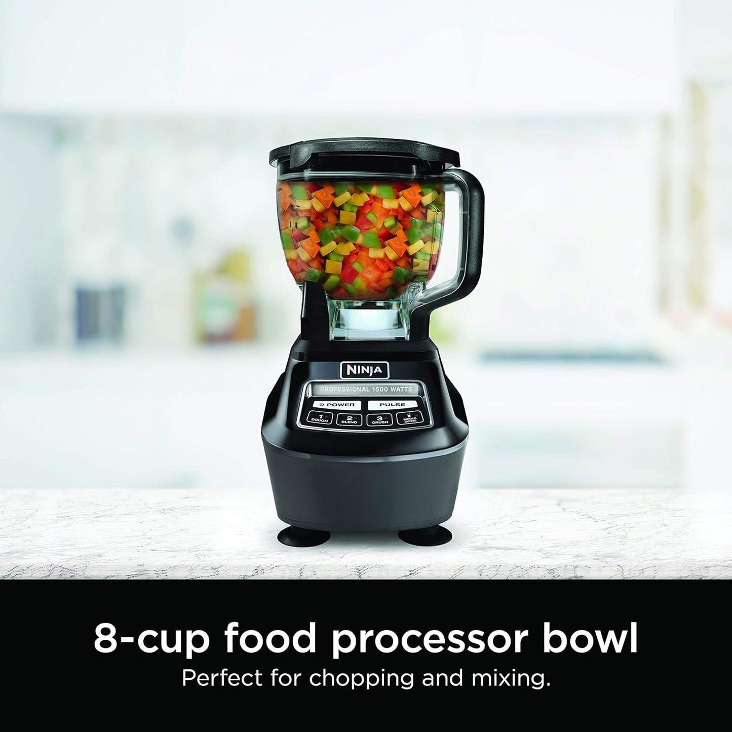 Ninja Kitchen System - All-in-One Food Processor & Blender for Smoothies | Includes Pitcher, Travel Cup & 8-Cup Bowl | Perfect for Salsa, Dough, Shakes & Frozen Drinks | 120 Volts | Black | BL770AMZ