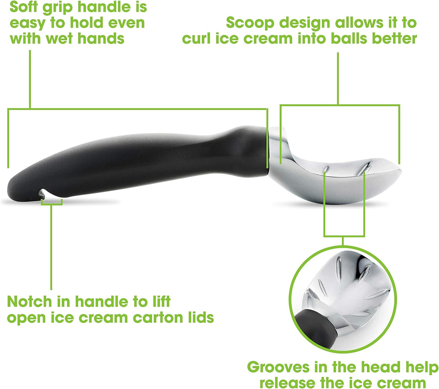 Spring Chef Ice Cream Scoop & Swivel Vegetable Peeler Bundle - Professional Quality - Black