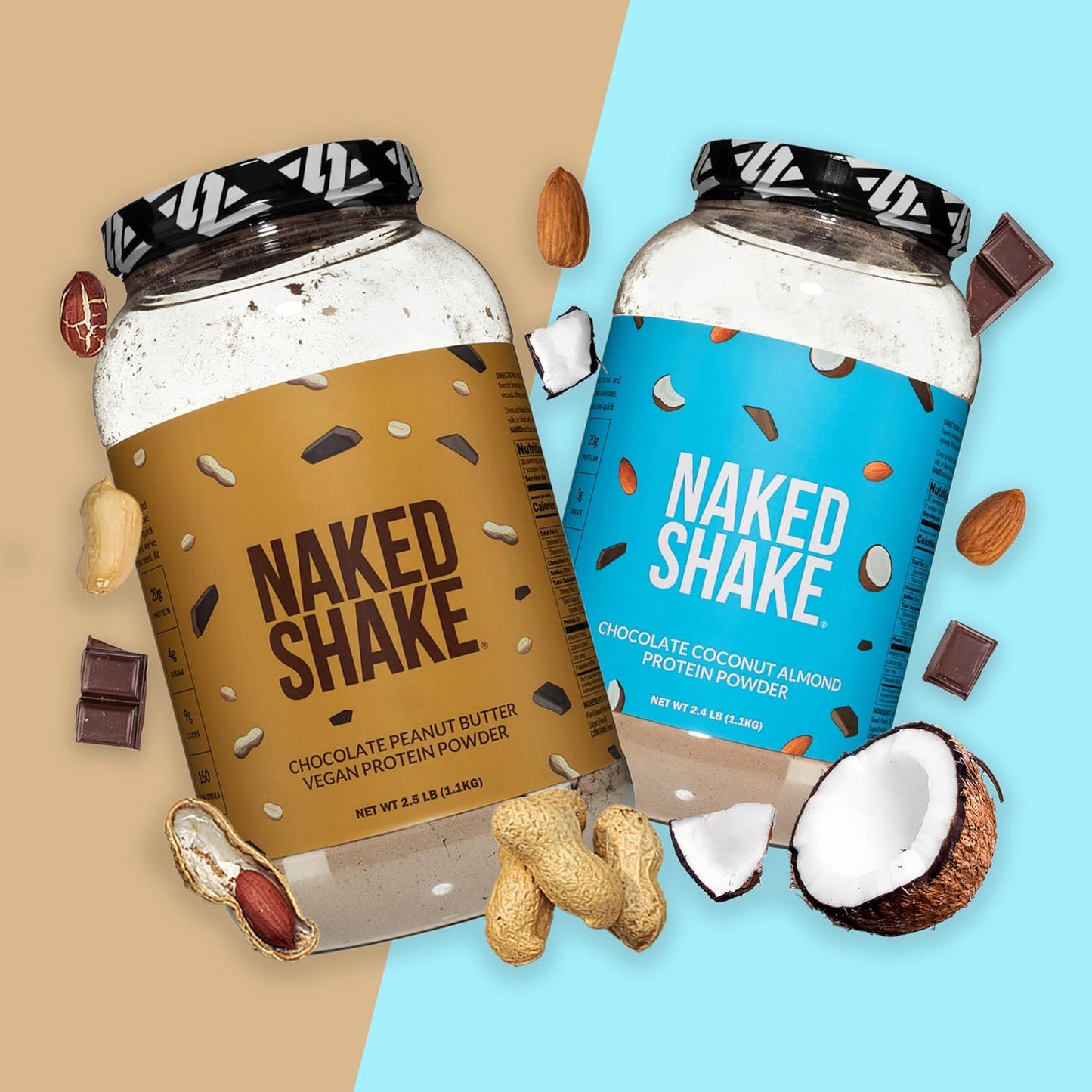 NAKED Shake - Chocolate Coconut Almond Protein Powder - Plant-Based, Gluten-Free, 30 Servings