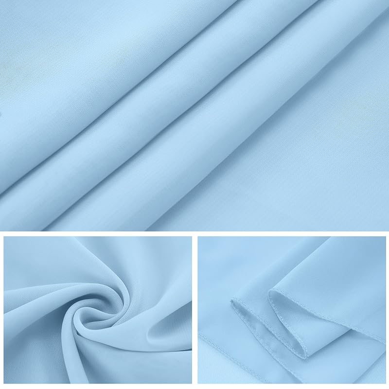 12 Pack 14x108 Inch Blue Mist Chiffon Table Runner - 9 ft for Weddings, Parties