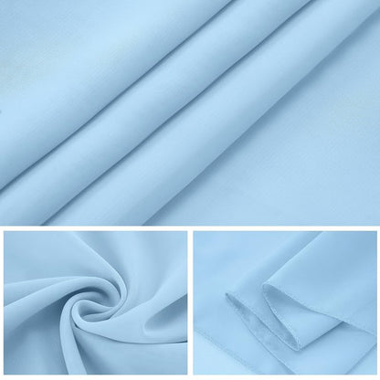 12 Pack 14x108 Inch Blue Mist Chiffon Table Runner - 9 ft for Weddings, Parties