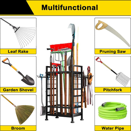 Skiennix 3-Tier Garden Tool Organizer - Heavy-Duty Storage for Up to 78 Tools | Black Metal Design
