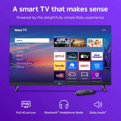 Roku Smart TV – 32-Inch Select Series, 1080p Full HD TV – Roku TV with Voice Remote – Flat Screen LED Television with Wi-Fi for Streaming Live Local News, Sports, Family Entertainment