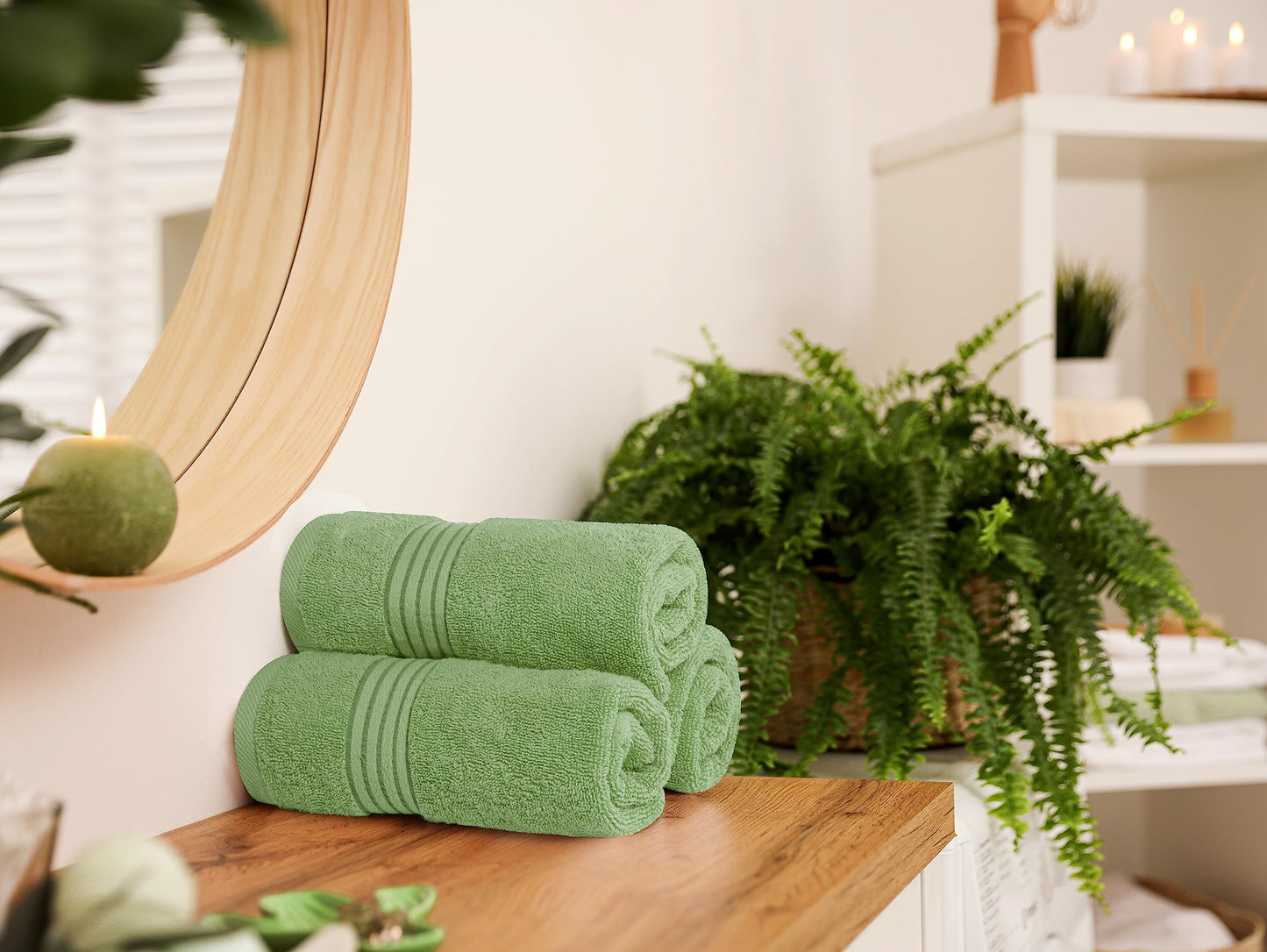 Utopia Towels 6 Piece Premium Hand Towels Set, 16 by 28 inches, 100% Ring Spun Cotton, Lightweight and Highly Absorbent Towels for Bathroom, Travel, Camp, Hotel, and Spa, Sage Green