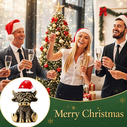Highland Cow Christmas Figurine Set - 50 Mini Brass-Finish Zinc Alloy Sculptures, Variation: Highland Cow