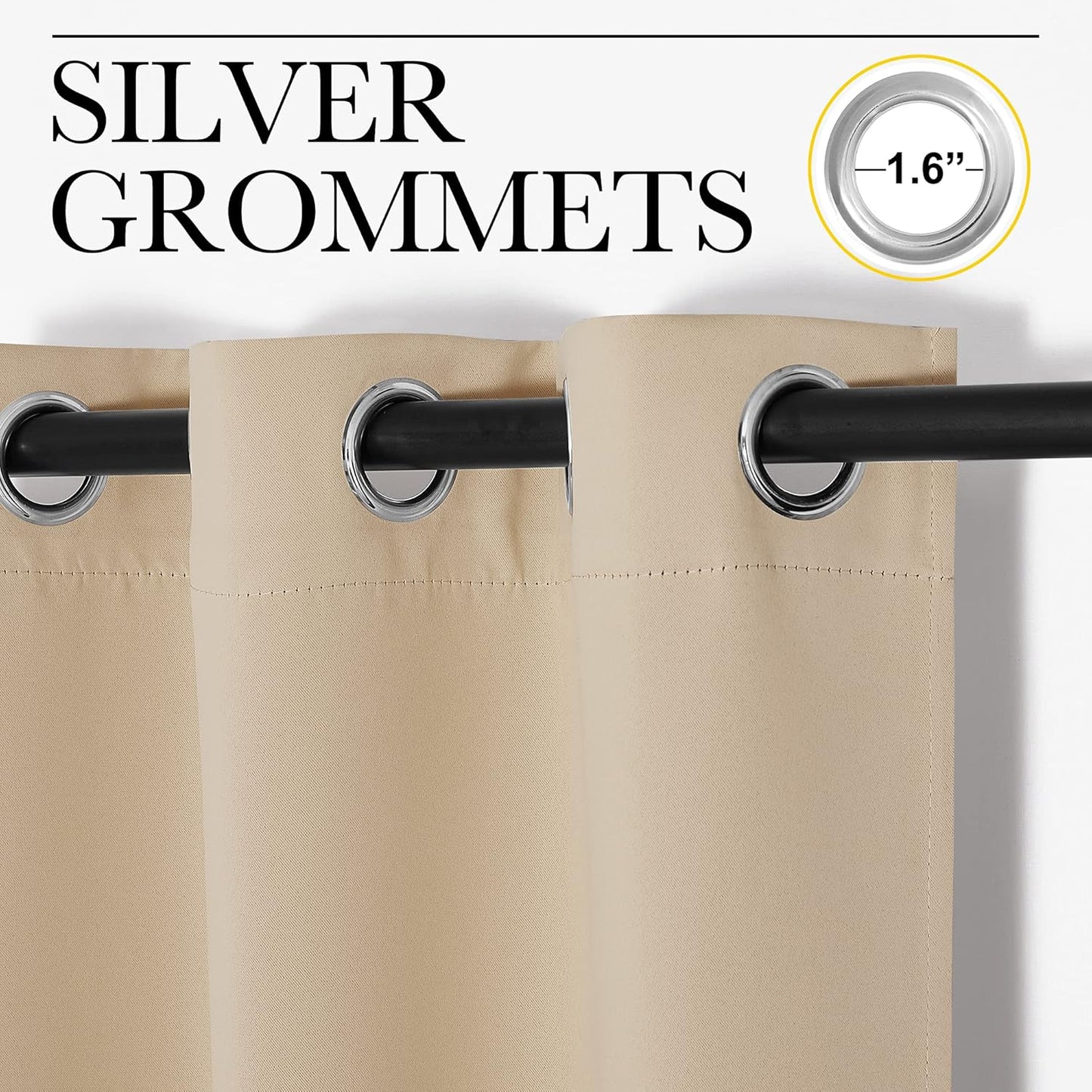NICETOWN Room Darkening Curtain Panels - Thermal Insulated Grommet Drapes, Biscotti Beige, 2 Panels (W42 x L78)