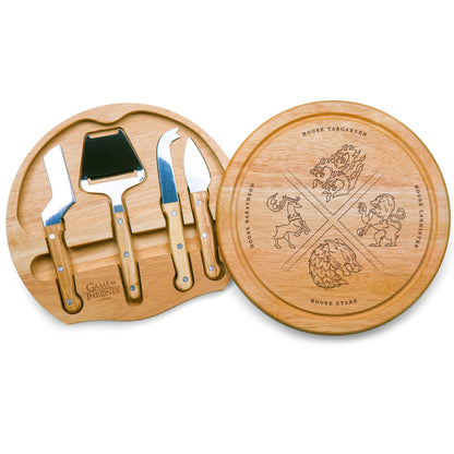 PICNIC TIME Game of Thrones 4 Houses Circo Cheese Board and Knife Set, Charcuterie Board Set, Wood Cutting Board, (Parawood)