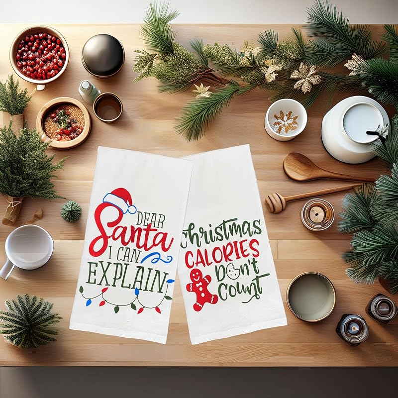 Variation of THIS listing: Funny Christmas 6-Pack Flour Sack Towels – 15 x 25 in 100% Cotton Kitchen towels