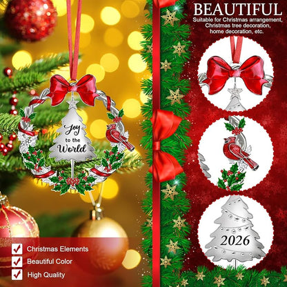 Rotating 2026 Christmas Ornament - Double-Sided Wreath Keepsake in Metal, 1 Pack (Variation: Rotatable Ornament+Large)