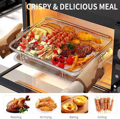 OPENICE Large Air Fryer Basket - 15.3" x 11.0" Stainless Steel Tray with 30PCS Parchment Papers for Baking & Grilling