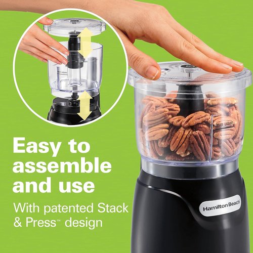 Hamilton Beach Electric Vegetable Chopper - 3-Cup Mini Food Processor, 350 Watts, Black | Perfect for Dicing & Mincing
