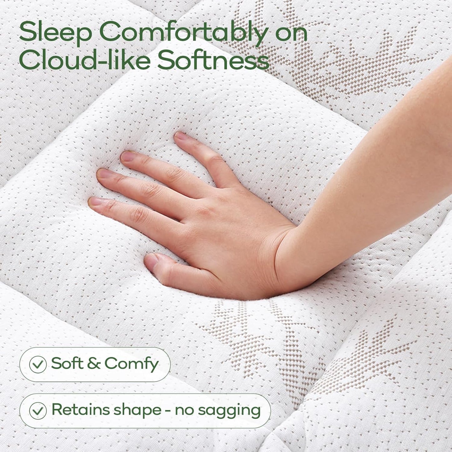 OLANLY Queen Mattress Topper - Cooling Bamboo Viscose Pillow Top for Back Pain Relief | Plush Down Alternative, White