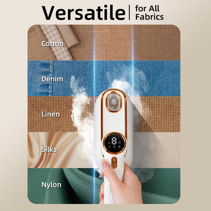 Travel Steamer & Iron for Clothes – Handheld Clothing Steamer, 10s Fast Heating, 4 Modes, LCD Display, 180° Swivel Handle, Garment Steam Wrinkle Remover 2-in-1 for Home and Business