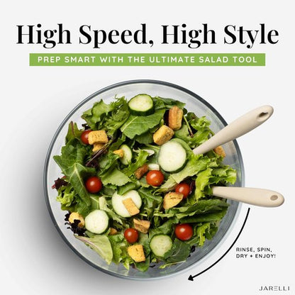Glass Salad Spinner by [Brand Name] - Large 6.3QT Capacity with BPA-Free Colander & Storage Lid