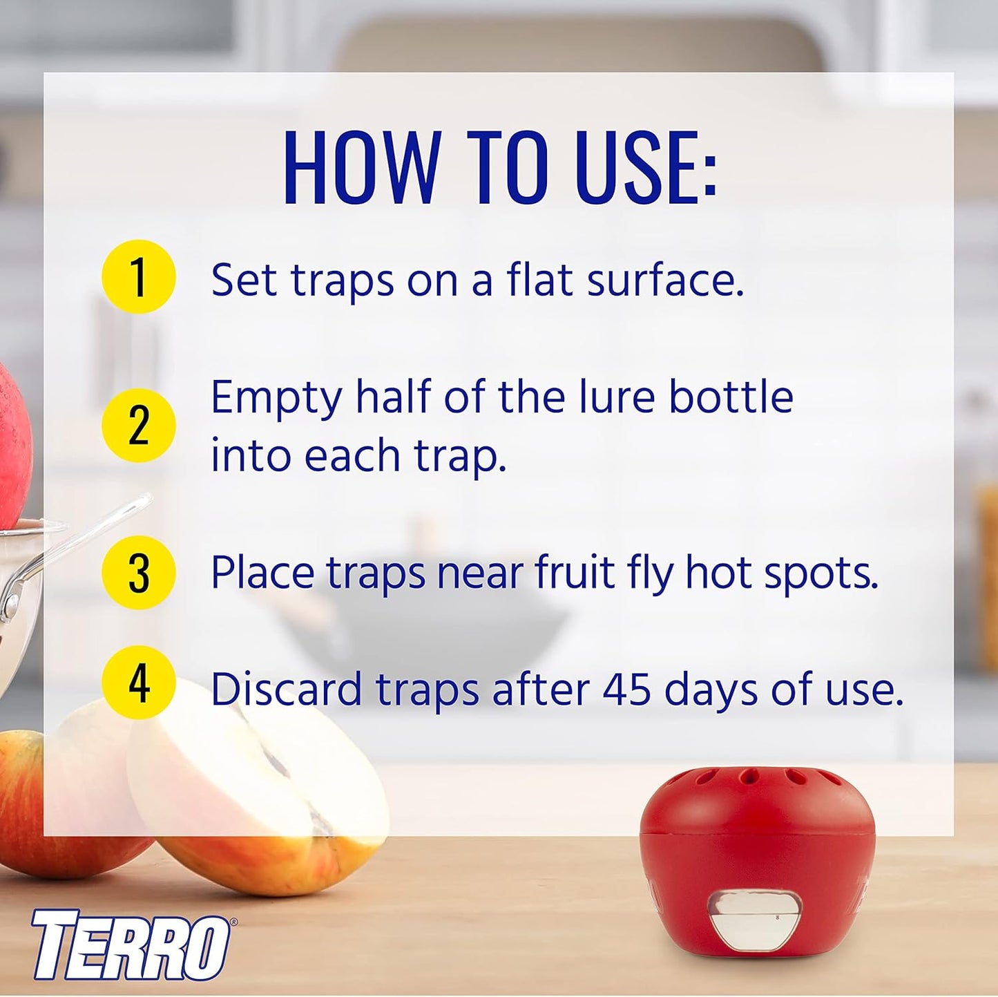 Terro T2502 Indoor Fruit Fly Trap - Ready-to-Use with Built-In Window | 2 Traps + 90-Day Lure Supply