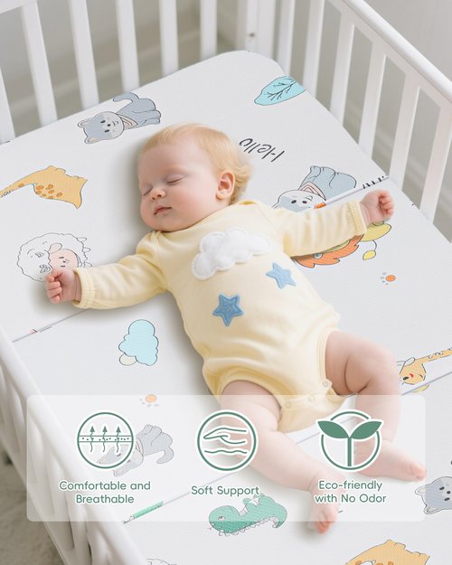 Trifold Pack and Play Mattress 38"x26" Pack N Play Mattresses for Baby Toddler, Portable Mini Crib Mattress for Playpen and Playard with Soft Breathable Waterproof Cover