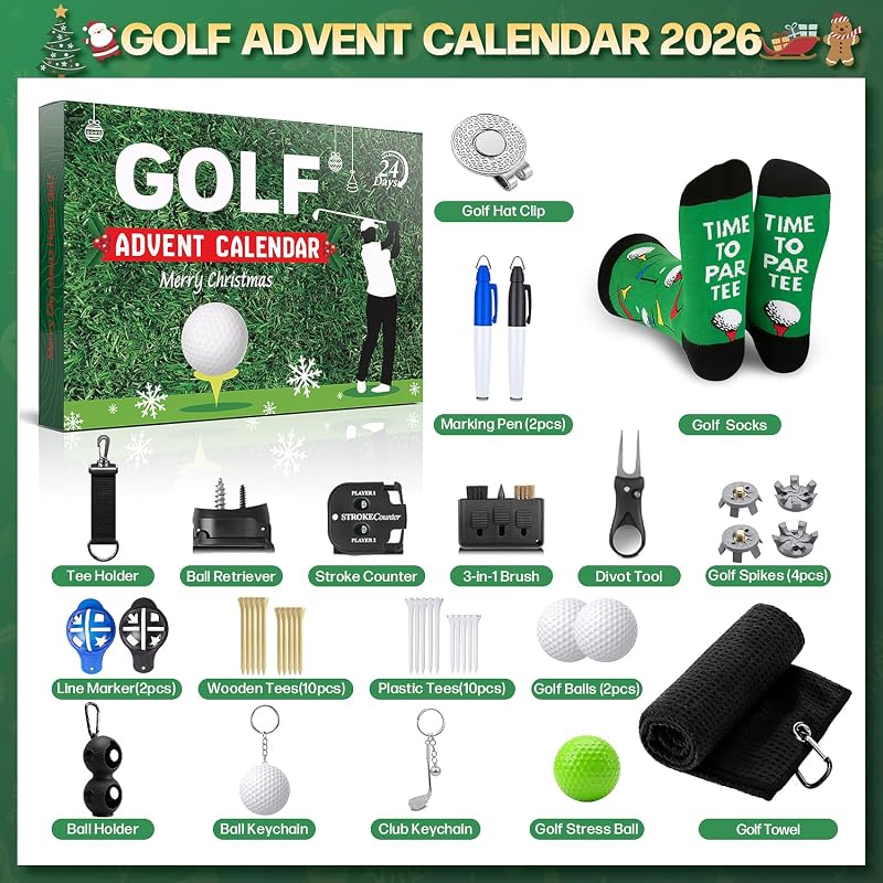 Golf Advent Calendar 2026 for Men – 24 Golf Tools & Gear Holiday Countdown