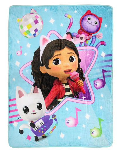 Gabby’s Dollhouse Throw Blanket 46x60 Fleece — Gabby Cats Concert Design