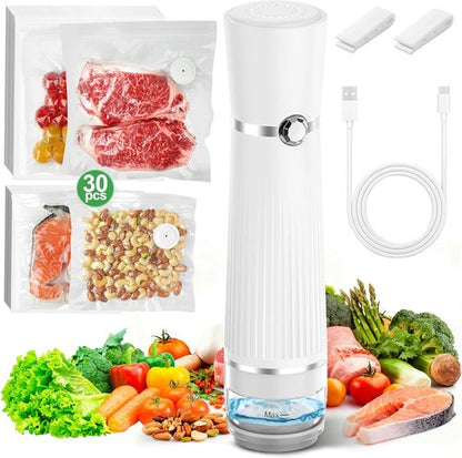 KITHELP Vacuum Sealer - Compact Food Saver Machine with 30 Reusable Bags for Preservation