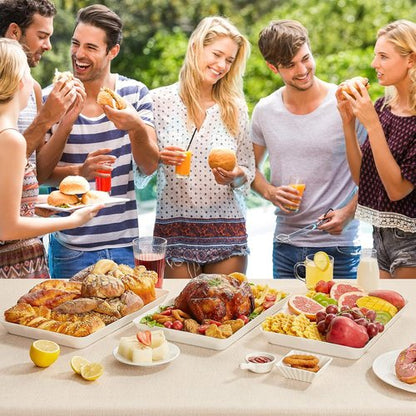 Lifewit Plastic Serving Tray - Reusable Large Platter for Parties | Rectangle, 14.5" x 9.5", 3 Pcs