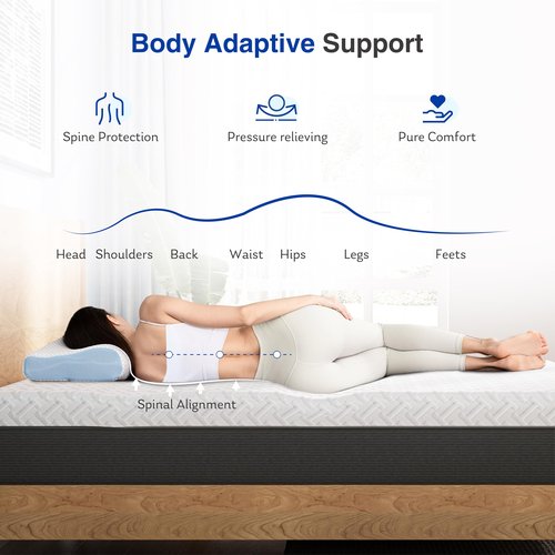 Gelsea Queen Memory Foam Mattress, 12 Inch Queen Size Mattress in a Box, Green Tea Gel Infused Foam for Pressure Relief and Cool Sleep, Foam Made in USA, CertiPUR-US Certified, Medium Firm