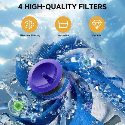 Dyson V8 Battery Replacement - Upgraded 9000mAh Power for Animal/Absolute/Motorhead Vacuums | Includes 4 Filters